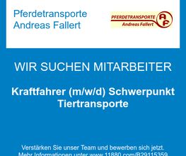 Kraftfahrer (m/w/d) Schwerpunkt Tiertransporte