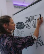 Live-Zeichnen am Flipchart als Teil eines Workshops von Martina Grigoleit – Graphic Recording in Lübeck.