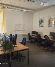 Blick in einen PC-Arbeitsraum mit Pflanzen