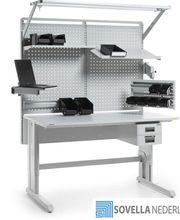 Optimaal en ergonomisch werken doet u met de in hoogte verstelbare concept werktafels van Treston. Zo ook met de Treston concept werktafel combinatie 28. Deze ESD-veilige tafel is voorzien van alle gemakken om voor R&D werkzaamheden.

Door het grote aanbod van accessoires is de concept perfect in te richten naar uw wens. Wilt u de tafels wijzigen? Dan is het door het modulaire systeem gemakkelijk aan te passen, zonder dat daar dure modificaties of compromissen voor nodig zijn.

De concept is leverbaar in diverse maten, diverse soorten tafelbladen,  in hoogte instelbaar/verstelbaar d.m.v. een inklapbare zwengel of motorisch en heeft een draagvermogen van 200 tot 500kg.