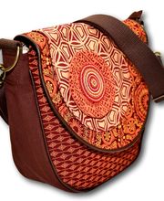 Allrounder Handtasche aus Handsiebdruckstoffe aus Südafrika, mit Perlenstickerei