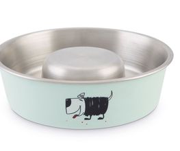 Antischlingnapf Yula
Der Antischlingnapf Yula mit schöner Hundeabbildung verlangsamt die Nahrungsaufnahme und verhindert so das Herunterschlingen des Hundefutters. ⌀ 23 cm x Höhe 7,5 cm - 1100 ml.