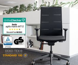 Ergonomischer Bürostuhl lento Agilis Matrix MT12 mit schwarzem Fußkreuz – 30 Jahre Garantie – Made in Germany 🇩🇪
