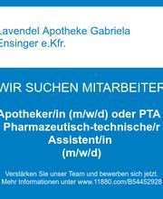 Apotheker/in (m/w/d) oder PTA / Pharmazeutisch-technische/r Assistent/in (m/w/d)