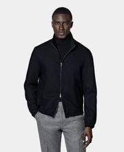 A stylish, versatile layer that's perfect for the seasonal transition, this relaxed navy bomber jacket is unconstructed for a lightweight wear and undeniably casual appeal.