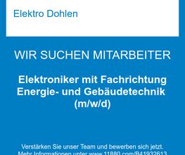 Elektroniker mit Fachrichtung Energie- und Gebäudetechnik (m/w/d)