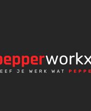 Het logo toont het woordmerk pepperworkx. in een strakke, moderne typografie.