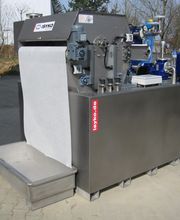 Kühl- und Reinigungsanlage für Kühlschmierstoff mit Trommelbandfilter, Systempumpe, Wärmeaustauscher, Niveauüberwachung, etc., aus Edelstahl gefertigt. Durchsatz ca. 3500 l/min.
ISYKO Filtersysteme