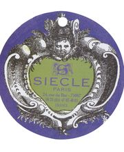 Etiquette du magasin 24 rue du Bac, 75007, Paris. Création et Fabrication en France par SIECLE Paris.