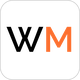 Das Logo von Wärmepumpen München (WM) mit stilisierten Buchstaben. Das Design kombiniert schwarze und orangefarbene Elemente und symbolisiert Innovation, Effizienz und nachhaltige Heiztechnologien in München und Umgebung.