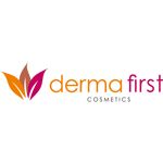 Das Logo von Dermafirst Cosmetics zeigt eine stilisierte dreiteilige Blattgrafik in Orange, Braun und Magenta. Rechts daneben befindet sich der Schriftzug „dermafirst“ in einer klaren, modernen Sans-Serif-Typografie, wobei „derma“ in Orange und „first“ in Magenta gehalten ist. Unter dem Hauptschriftzug steht der Zusatz „COSMETICS“ in einer schmalen, schwarzen Schrift. Diese Gestaltung unterstützt die Markenpositionierung im Bereich Beauty, Hautpflege und kosmetische Produkte.