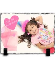 Schiefertafel mit Foto bedrucken – 20x15cm Deine persönliche Schiefertafel mit Deinem Lieblingsfoto bedruckt in Fotoqualität.