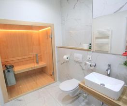 Komfort Apartment mit Sauna:
Bad mit Sauna (1,50m Breite)