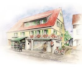 Außenansicht Blumenhaus Gläßle
Gemälde Gerhard Knauß 2015