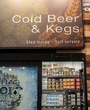 Look for this sign to find our cold beer, hard seltzer, and keg selections!