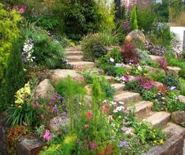 Gartenanlage (Treppe und Bepflanzung)