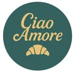 Ciao Amore Logo – rundes grünes Logo mit goldenem Schriftzug und Croissant