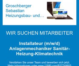 Installateur (m/w/d) Anlagenmechaniker Sanitär-Heizung-Klimatechnik