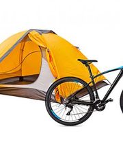 Sports and recreation equipment including a bicycles and outdoor tent.