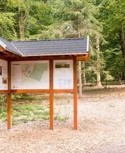 Eine Infotafel am Eingang zum FriedWald Imsbach hilft bei der Orientierung und informiert über das Konzept.