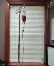 Ozone bag that has been treated with ozone and is ready to be put back into a patient
