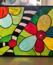 Glasbild mit Kupferfolientechnik / Tiffany