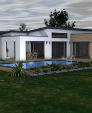 Maison design avec grandes baies vitrées. Une maison cubique et résolument moderne part Maisons Limousines