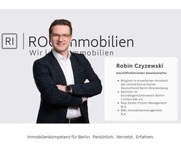 Robin Czyzewski, geschäftsführender Gesellschafter von ROC Immobilien GmbH in Berlin. Das Bild zeigt ihn mit Informationen zu seiner Immobilienkompetenz, seiner Verbandsarbeit und seiner Erfahrung im Berliner Immobilienmarkt.