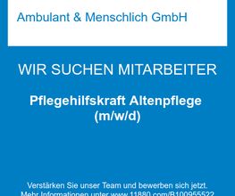 Pflegehilfskraft Altenpflege (m/w/d)