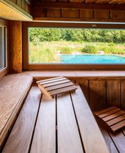 Sauna im WALD SPA des BEECH Resorts Plauer See