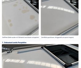Vorbereitung einer Gelcoat-Reparatur auf strukturierter Decksfläche