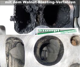 Reinigung Einlasskanäle mit Walnut-Blasting