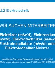 Elektriker (m/w/d), Elektroniker (m/w/d), Elektrotechniker (m/w/d), Elektroinstallateur (m/w/d) oder Elektrotechniker Meister (m/w/d)