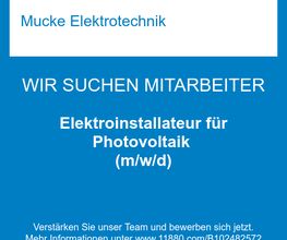 Elektroinstallateur für Photovoltaik (m/w/d)