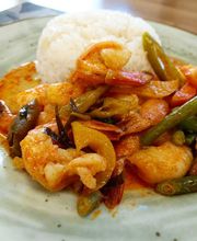 Diese Crevetten,
gebraten mit Curry,
werden Sie lieben.