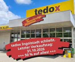 50% auf alles bis 31.10.2026 bei tedox Ingolstadt – Filiale schließt. Letzter Verkaufstag: 31.10.2026.Wir freuen uns auf Ihren Besuch!