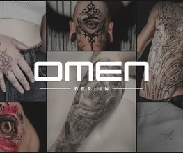 Tattoo-Collage mit Kunstwerken aus dem OMEN Studio Berlin – Fineline, Blackwork, Realismus & individuelle Styles.