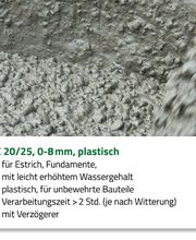 Beton C20/25 0-8 mm, plastisch