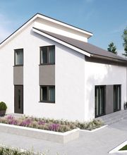 Unser modernes Massivhaus mit versetzten Dächern zieht neugierige Blicke auf sich.