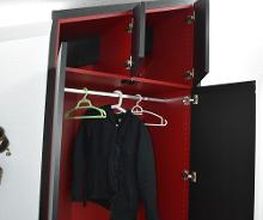 Menuiserie Luquiens - armoire sur-mesure noire et rouge- Coppet