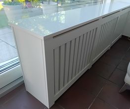 Heizkörperverkleidung weiß lackiertes MDF und Glas