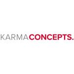 Logo von KarmaConcepts.mit klarer, moderner Typografie in Grau und Rot auf hellem Hintergrund.