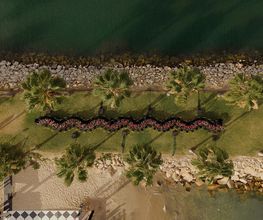 Ocean front wedding reception setup