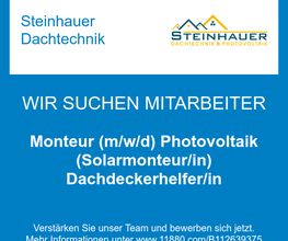 Monteur (m/w/d) Photovoltaik (Solarmonteur/in) Dachdeckerhelfer/in