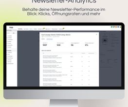 Newsletter-Analyse-Dashboard mit detaillierter Kampagnenübersicht. Darstellung von Empfängerlisten, Öffnungsraten, Klickzahlen und Zustellstatistiken zur Optimierung Deiner E-Mail-Marketing-Performance.