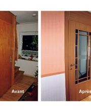 Rénovation d'une porte et de son cadre avec insert d'un verre