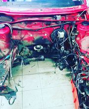 Ansicht eines unbehandelten Motorraumes (VW Golf2)