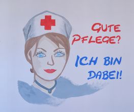 Schüler:innen gestalteten ein Pflege-Plakat.