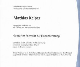 Geprüfter Fachwirt für Finanzberatung