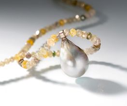 Diamantkette mit Tahitiperle